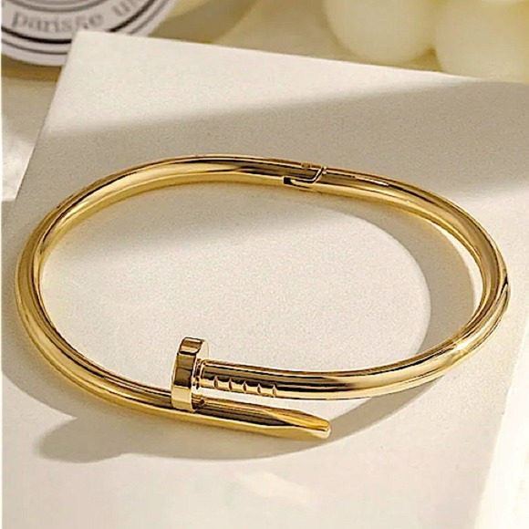Gold Nail Bangle Bracelet - Picture 3 of 13